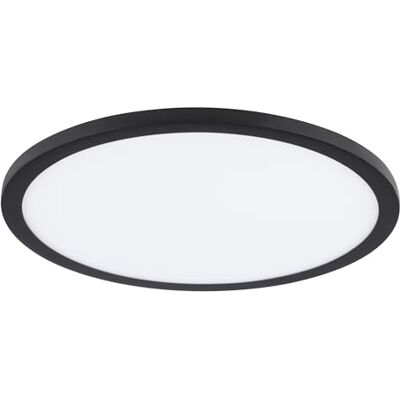 Eglo LED foco empotrable Fueva Flex, foco LED para taladros universales de aluminio negro, superficie iluminada de plástico en blanco, luz empotrada plana, blanco caldo, diámetro 22,5cm Eglo LED foco empotrable Fueva Flex, foco LED para taladros universales de aluminio negro, superficie iluminada de plástico en blanco, luz empotrada plana, blanco caldo, diámetro 22,5cm