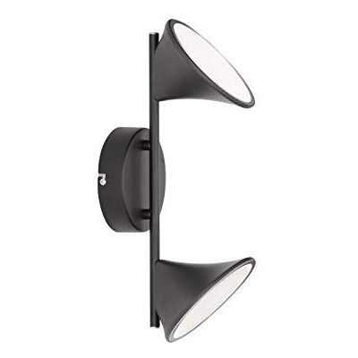 WOFI Lámpara de pared, plástico metal, Negro, H: 18 cm x B: 13 cm x L: 40 cm WOFI Lámpara de pared, plástico metal, Negro, H: 18 cm x B: 13 cm x L: 40 cm