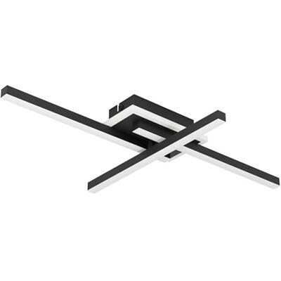 Eglo Lámpara de techo LED Nogaredo, plafón regulable en forma de barra, artefacto de luz geométrica, metal negro, plástico blanco, iluminación cálida, 30 x 50 cm Eglo Lámpara de techo LED Nogaredo, plafón regulable en forma de barra, artefacto de luz geométrica, metal negro, plástico blanco, iluminación cálida, 30 x 50 cm