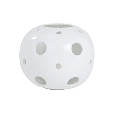LUSSIOL Lámpara decorativa, cerámica, 60 W, color blanco, diámetro 23 x altura 18 cm LUSSIOL Lámpara decorativa, cerámica, 60 W, color blanco, diámetro 23 x altura 18 cm