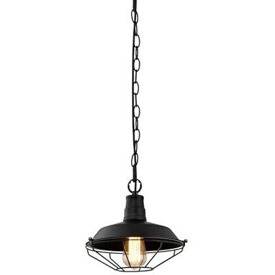 GTV LARS lámpara colgante Ø26 cm – metal negro con rejilla protectora, casquillo E27 230 V, IP20, estilo industrial tipo loft para salón, cocina y comedor – lámpara de techo GTV LARS lámpara colgante Ø26 cm – metal negro con rejilla protectora, casquillo E27 230 V, IP20, estilo industrial tipo loft para salón, cocina y comedor – lámpara de techo