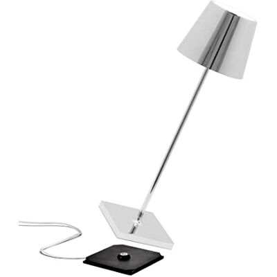 Zafferano Poldina Pro, Lámpara LED Inalámbrica Recargable, Regulador Táctil, Larga Duración con Multicargador USB (EU/UK/US) H38 cm Cuerpo de Aluminio con Acabado Galvánico Brillo Plata Zafferano Poldina Pro, Lámpara LED Inalámbrica Recargable, Regulador Táctil, Larga Duración con Multicargador USB (EU/UK/US) H38 cm Cuerpo de Aluminio con Acabado Galvánico Brillo Plata