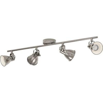 Eglo LED lámpara de techo Seras, lámpara de techo de 4 luces estilo industrial, focos de techo de metal, lámpara para salón en níquel antiguo, lámpara para pasillo, focos con bombillas GU10 luz cálida Eglo LED lámpara de techo Seras, lámpara de techo de 4 luces estilo industrial, focos de techo de metal, lámpara para salón en níquel antiguo, lámpara para pasillo, focos con bombillas GU10 luz cálida