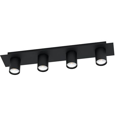 Eglo LED Luz de techo Valcasotto, 4 Lámpara de la llama, Minimalista, Foco de techo de metal Hecho de metal, Lámpara de sala de estar y de cocina en negro, Blanco caliente, Zócalo GU10, L 57 CM Eglo LED Luz de techo Valcasotto, 4 Lámpara de la llama, Minimalista, Foco de techo de metal Hecho de metal, Lámpara de sala de estar y de cocina en negro, Blanco caliente, Zócalo GU10, L 57 CM