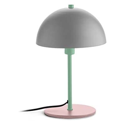 Fisura Lámpara de mesa original gris, rosa y verde. Lámpara mesita de noche de metal con cable de 150 centímetros. 18 x 32. Bombilla E14 no incluida, Fisura Lámpara de mesa original gris, rosa y verde. Lámpara mesita de noche de metal con cable de 150 centímetros. 18 x 32. Bombilla E14 no incluida,