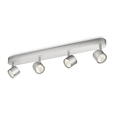 Philips Barra de focos, LED, 4 luces, aluminio, luz blanca cálida, 3 W, color gris Philips Barra de focos, LED, 4 luces, aluminio, luz blanca cálida, 3 W, color gris