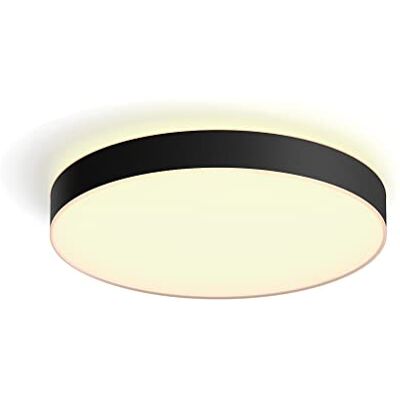 Philips – Lámpara inteligente, Hue Enrave XL, Lámpara de Techo LED Inteligente, Luz Blanca de Cálida a Fría, Compatible con Alexa y Google Home, Color Negro Philips – Lámpara inteligente, Hue Enrave XL, Lámpara de Techo LED Inteligente, Luz Blanca de Cálida a Fría, Compatible con Alexa y Google Home, Color Negro