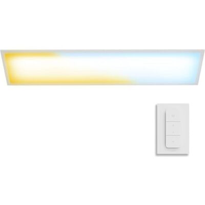 Philips Lámpara de techo Superslim con mando a distancia con interruptor de pared, 5 escenas de iluminación preestablecidas, regulación profunda del 1%, fácil de controlar, 100 cm, 24 W, blanco Philips Lámpara de techo Superslim con mando a distancia con interruptor de pared, 5 escenas de iluminación preestablecidas, regulación profunda del 1%, fácil de controlar, 100 cm, 24 W, blanco