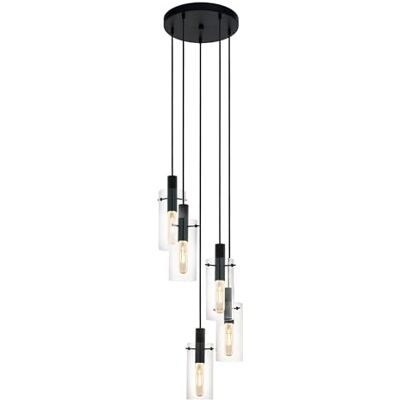 Eglo Lámpara colgante Montefino, lámpara suspendida de 5 luces, lámpara de techo de metal negro y vidrio transparente, lámpara para comedor y salón con casquillo E27 Eglo Lámpara colgante Montefino, lámpara suspendida de 5 luces, lámpara de techo de metal negro y vidrio transparente, lámpara para comedor y salón con casquillo E27