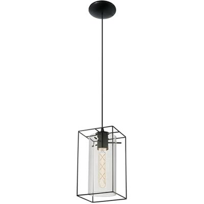 Eglo Lámpara colgante Loncino, lámpara vintage de 1 luz, colgante de acero en negro, vidrio ahumado, casquillo E27, longitud 15 cm Eglo Lámpara colgante Loncino, lámpara vintage de 1 luz, colgante de acero en negro, vidrio ahumado, casquillo E27, longitud 15 cm