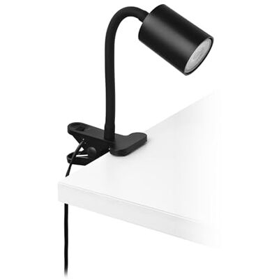 Eglo Lámpara de pinza LED Portella, iluminación de escritorio, metal negro, incluye bombilla GU10 fuente de luz cálida Eglo Lámpara de pinza LED Portella, iluminación de escritorio, metal negro, incluye bombilla GU10 fuente de luz cálida