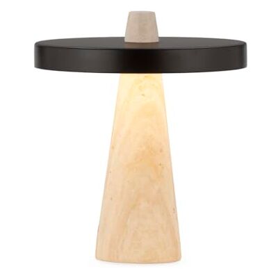 AlexandreHouse LAMPARA SOBREMESA 22X22X25 TRAVERTINO/METAL NEGRO AlexandreHouse LAMPARA SOBREMESA 22X22X25 TRAVERTINO/METAL NEGRO