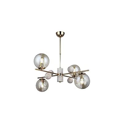 Homemania Lámpara de Suspensión Wire-Fall, Araña, Lámpara de Techo, Vidrio, Metal, Oro, 84 x 84 x 95 cm, 4 x E27, Max 40W Homemania Lámpara de Suspensión Wire-Fall, Araña, Lámpara de Techo, Vidrio, Metal, Oro, 84 x 84 x 95 cm, 4 x E27, Max 40W