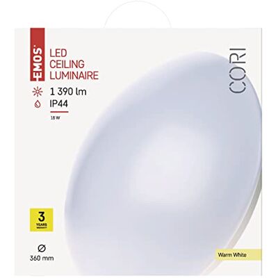 EMOS , lámpara LED nachgesetzte Cori IP44 18 W WW, acero, White, 40 x 11, 5 x 40 cm EMOS , lámpara LED nachgesetzte Cori IP44 18 W WW, acero, White, 40 x 11, 5 x 40 cm