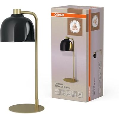 OSRAM Lámpara de mesa DECOR Corolle, Metal Negro Vidrio, Versión G9, Cable textil, Estilo retro OSRAM Lámpara de mesa DECOR Corolle, Metal Negro Vidrio, Versión G9, Cable textil, Estilo retro