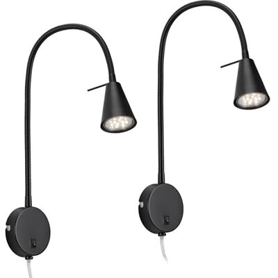 Briloner Lote de 2 lámparas lectura LED orientables, interruptor integrado, luz blanca cálida, lámpara dormitorio, luz pared lectura, iluminación interior, 45 x 8 x 20,5 cm, Negro Briloner Lote de 2 lámparas lectura LED orientables, interruptor integrado, luz blanca cálida, lámpara dormitorio, luz pared lectura, iluminación interior, 45 x 8 x 20,5 cm, Negro