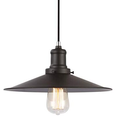 LUSSIOL Luminaria Memphis pm, suspensión de metal, 40 W, negro, Ø 26 x H12 cm LUSSIOL Luminaria Memphis pm, suspensión de metal, 40 W, negro, Ø 26 x H12 cm