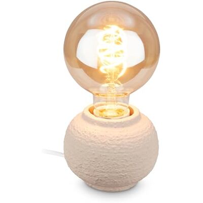 Briloner Lampara de mesa con interruptor de cable, base cerámica, E27 max. 25W, lampara mesita noche, escritorio, lectura cama, salón decorativo, luz auxiliar para dormitorio, 10x8 cm, Beige Briloner Lampara de mesa con interruptor de cable, base cerámica, E27 max. 25W, lampara mesita noche, escritorio, lectura cama, salón decorativo, luz auxiliar para dormitorio, 10x8 cm, Beige