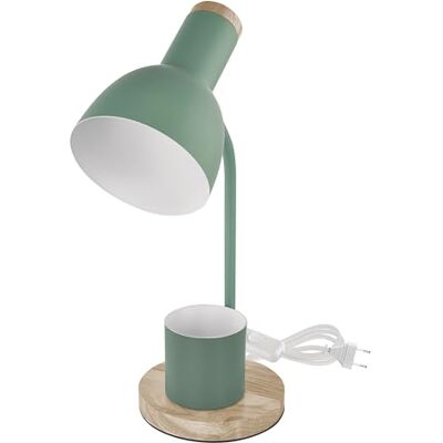 EMOS Lámpara de mesa LED POPPY con soporte para bolígrafo, rosca E27 Elegante lámpara de lectura de metal con pie de madera Cable de alimentación de 1,5 m con interruptor y enchufe europeo Sin EMOS Lámpara de mesa LED POPPY con soporte para bolígrafo, rosca E27 Elegante lámpara de lectura de metal con pie de madera Cable de alimentación de 1,5 m con interruptor y enchufe europeo Sin
