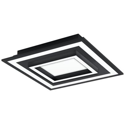Eglo Lámpara LED de techo Savatarila, C, 2 focos, de acero y plástico, color negro, blanco, cambio de temperatura, cálido, neutro, frío, RGB, regulable, longitud x ancho 45 cm Eglo Lámpara LED de techo Savatarila, C, 2 focos, de acero y plástico, color negro, blanco, cambio de temperatura, cálido, neutro, frío, RGB, regulable, longitud x ancho 45 cm