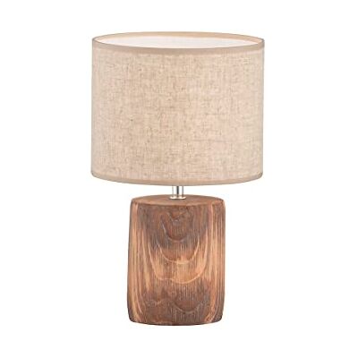 Fischer & Honsel Lámpara de mesa Malik, lámpara de hormigón con efecto madera con pantalla de tela e interruptor de cable, hormigón color madera y lino color arena, altura 35 cm, diámetro 20 cm Fischer & Honsel Lámpara de mesa Malik, lámpara de hormigón con efecto madera con pantalla de tela e interruptor de cable, hormigón color madera y lino color arena, altura 35 cm, diámetro 20 cm