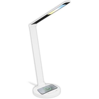 Lámpara de escritorio LED blanca Cuma - Brillo ajustable y carga inalámbrica Lámpara de escritorio LED blanca Cuma - Brillo ajustable y carga inalámbrica