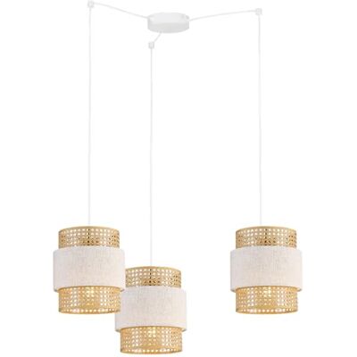 GTV ABRA lámpara colgante 3 luces Ø20 cm – colgante de techo en tejido y ratán color crema, E27 máx.40 W, altura regulable, diseño boho natural ideal para comedor, salón o dormitorio GTV ABRA lámpara colgante 3 luces Ø20 cm – colgante de techo en tejido y ratán color crema, E27 máx.40 W, altura regulable, diseño boho natural ideal para comedor, salón o dormitorio