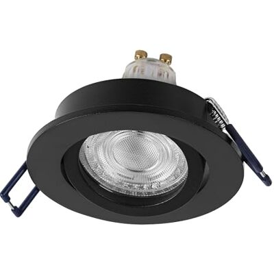 OSRAM Foco LED empotrable Spot Set de 4,5 W, negro, blanco cálido de 2700 K, aluminio, montaje con clic pivotante, juego de 3 OSRAM Foco LED empotrable Spot Set de 4,5 W, negro, blanco cálido de 2700 K, aluminio, montaje con clic pivotante, juego de 3