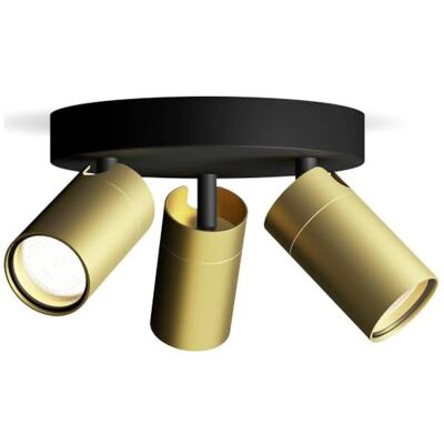 Philips Idris Foco de Baño formato redondo (3 luces), bombillas GU10 no incluida, Latón, IP44, Resistente al agua Philips Idris Foco de Baño formato redondo (3 luces), bombillas GU10 no incluida, Latón, IP44, Resistente al agua