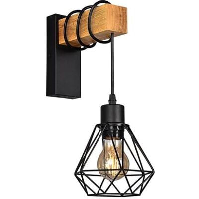 B·LED BARCELONA LED BARCELONA LED Aplique de Pared Nórdico "RODEN" Estilo Jaula Lámpara de pared de Madera Maciza y Metal. Casquillo E27. Diseño Geométrico Vintage para pasillos, entradas, salon, habitacion B·LED BARCELONA LED BARCELONA LED Aplique de Pared Nórdico "RODEN" Estilo Jaula Lámpara de pared de Madera Maciza y Metal. Casquillo E27. Diseño Geométrico Vintage para pasillos, entradas, salon, habitacion