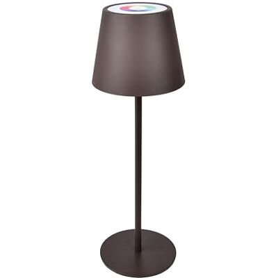Velamp Lámpara de mesa LED recargable Josephine IP44 – 200 lúmenes, regulador táctil, luz blanca y RGB, 10 horas de autonomía, color metal Corten Velamp Lámpara de mesa LED recargable Josephine IP44 – 200 lúmenes, regulador táctil, luz blanca y RGB, 10 horas de autonomía, color metal Corten
