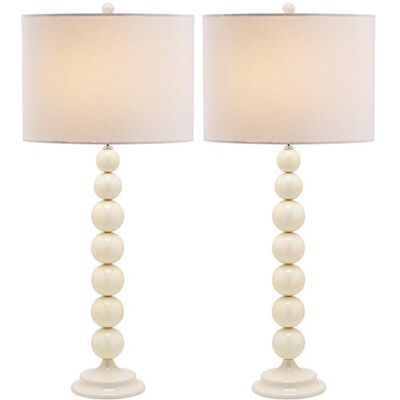 SAFAVIEH ukl4090 a-set2 Charlie lámpara de mesa, metal, color blanco, 13 W, Juego de 2 SAFAVIEH ukl4090 a-set2 Charlie lámpara de mesa, metal, color blanco, 13 W, Juego de 2