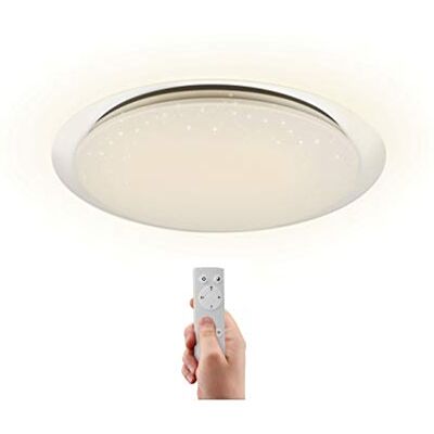 Velamp Plafón LED 2600lm (36W). Ø46cm. con Efecto Brillante. Control Remoto para Cambiar el Brillo y el Color: 3000K / 4000K / 6500K. Bajo Consumo, 36 W, Bianco Velamp Plafón LED 2600lm (36W). Ø46cm. con Efecto Brillante. Control Remoto para Cambiar el Brillo y el Color: 3000K / 4000K / 6500K. Bajo Consumo, 36 W, Bianco