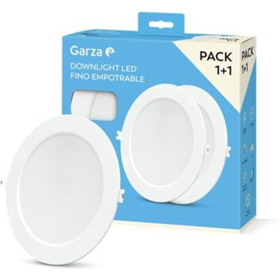 Garza Pack 1+1 Downlight LED Empotrable Circular Extraplano Ojo de Buey, 22cm, 18W, 4000K Luz Neutra, 1950lm, 30.000h, IP20, Blanco, Ahorro Energético 80% Garza Pack 1+1 Downlight LED Empotrable Circular Extraplano Ojo de Buey, 22cm, 18W, 4000K Luz Neutra, 1950lm, 30.000h, IP20, Blanco, Ahorro Energético 80%