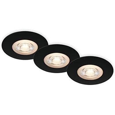 Briloner - Juego de 3 focos LED empotrables en el techo, focos empotrables en el baño, focos empotrables en el baño IP65, negro mate, 90x25 mm (DxH) Briloner - Juego de 3 focos LED empotrables en el techo, focos empotrables en el baño, focos empotrables en el baño IP65, negro mate, 90x25 mm (DxH)
