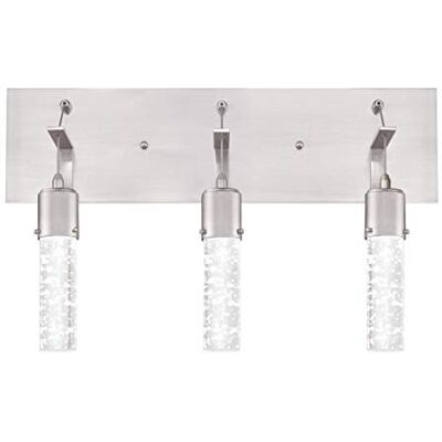 Westinghouse iluminación 63721 Aplique LED para interiores Cava de tres brazos, 22 W, acabado en níquel cepillado con vidrio de burbujas Westinghouse iluminación 63721 Aplique LED para interiores Cava de tres brazos, 22 W, acabado en níquel cepillado con vidrio de burbujas