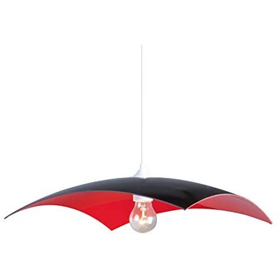 LUSSIOL Lámpara colgante de cristal, 75 W, color negro/rojo, 40 x 12 cm LUSSIOL Lámpara colgante de cristal, 75 W, color negro/rojo, 40 x 12 cm