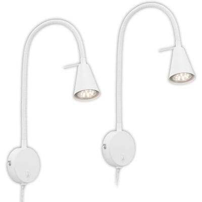 Briloner Lote de 2 lámparas lectura LED orientables, interruptor integrado, luz blanca cálida, lámpara dormitorio, luz pared lectura, iluminación interior, 45 x 8 x 20,5 cm, Blanco Briloner Lote de 2 lámparas lectura LED orientables, interruptor integrado, luz blanca cálida, lámpara dormitorio, luz pared lectura, iluminación interior, 45 x 8 x 20,5 cm, Blanco