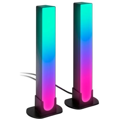 Briloner Set di 2 Lampade LED da Gaming con app, lampada da tavolo e da parete RGBIC, assistente vocale, accessorio da gioco con sensore musicale, retroilluminazione TV, nero, altezza 24 cm Briloner Set di 2 Lampade LED da Gaming con app, lampada da tavolo e da parete RGBIC, assistente vocale, accessorio da gioco con sensore musicale, retroilluminazione TV, nero, altezza 24 cm