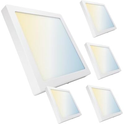 LED ATOMANT 5x Plafon LED Cuadrado Superficie 30x30cm 24W CCT 3000-6500K Con Selector de color CCT, 2200 Lumenes, Driver incluido LED ATOMANT 5x Plafon LED Cuadrado Superficie 30x30cm 24W CCT 3000-6500K Con Selector de color CCT, 2200 Lumenes, Driver incluido