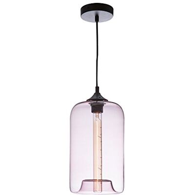 LUSSIOL Luminaire Soho Lámpara colgante de cristal brillante, 40 W, color rosa, 28 x 18 cm LUSSIOL Luminaire Soho Lámpara colgante de cristal brillante, 40 W, color rosa, 28 x 18 cm