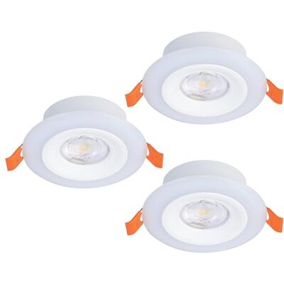 Eglo Set de 3 focos LED empotrables Calonge RGB, spot de techo plano con mando, regulable, plástico blanco, cambio de color, blanco cálido-frío, Ø 9,8 cm Eglo Set de 3 focos LED empotrables Calonge RGB, spot de techo plano con mando, regulable, plástico blanco, cambio de color, blanco cálido-frío, Ø 9,8 cm