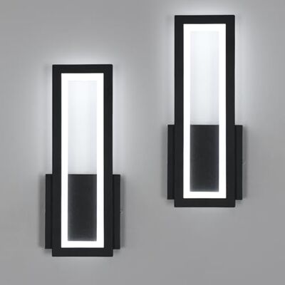 Osairous Lámpara de Pared LED Interior, 2 Piezas Apliques de Pared 16W 1800LM, Luz de LED Negro Moderna en Acrílico Dormitorio Blanco Frio 6500K para Sala de Estar Pasillo Escalera 32CM Osairous Lámpara de Pared LED Interior, 2 Piezas Apliques de Pared 16W 1800LM, Luz de LED Negro Moderna en Acrílico Dormitorio Blanco Frio 6500K para Sala de Estar Pasillo Escalera 32CM