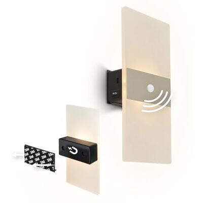 Briloner Sticklights Aplique pared sin cable con sensor movimiento, batería recargable, lampara magnetica, aplique recargable, 22x4x10 cm, níquel mate Briloner Sticklights Aplique pared sin cable con sensor movimiento, batería recargable, lampara magnetica, aplique recargable, 22x4x10 cm, níquel mate