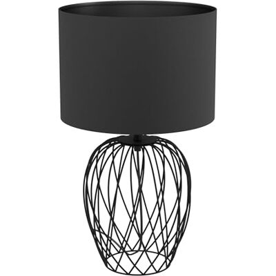 Eglo lámpara de sobremesa Nimlet, de luz única, skandi, monocromo, iluminación de cabecera de textil y metal en negro, con interruptor, casquillo E27 Eglo lámpara de sobremesa Nimlet, de luz única, skandi, monocromo, iluminación de cabecera de textil y metal en negro, con interruptor, casquillo E27