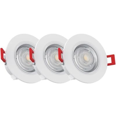 Xanlite Pack 3SEL345D Luz de techo empotrable brillante, juego de 3 focos LED integrados, regulable, blanco cálido, paquete 3SEL345D, 5 W Xanlite Pack 3SEL345D Luz de techo empotrable brillante, juego de 3 focos LED integrados, regulable, blanco cálido, paquete 3SEL345D, 5 W