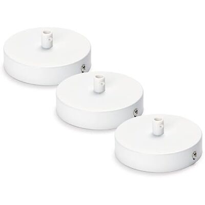 Orion Set de cubiertas de baldaquino 3 piezas (Ø 100 mm), altura 24 mm, baldaquino de techo para lámpara de suspensión, metal, blanco Orion Set de cubiertas de baldaquino 3 piezas (Ø 100 mm), altura 24 mm, baldaquino de techo para lámpara de suspensión, metal, blanco