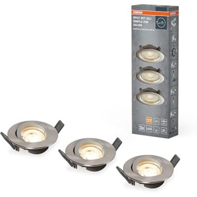 OSRAM Set de focos empotrados regulables mediante interruptor de pared, aluminio, con módulo LED y driver integrados, IP20, para techos suspendidos OSRAM Set de focos empotrados regulables mediante interruptor de pared, aluminio, con módulo LED y driver integrados, IP20, para techos suspendidos
