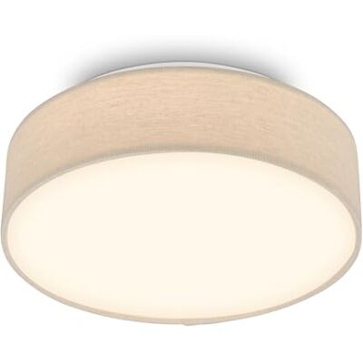 Briloner Lámpara techo LED con pantalla de tela, 16 W y 1800 lm, luz blanco cálido, plafon LED, lamparas de salón, lampara dormitorio, luz techo salón, 30 x 10,5 cm, Beige Briloner Lámpara techo LED con pantalla de tela, 16 W y 1800 lm, luz blanco cálido, plafon LED, lamparas de salón, lampara dormitorio, luz techo salón, 30 x 10,5 cm, Beige
