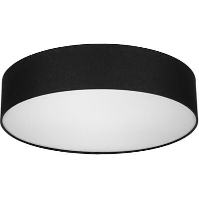 REV Lámpara de techo LED Lampada da soffitto rotonda 50 cm con paralume in tessuto in stile vintage ideale per camera da letto e soggiorno, nera REV Lámpara de techo LED Lampada da soffitto rotonda 50 cm con paralume in tessuto in stile vintage ideale per camera da letto e soggiorno, nera